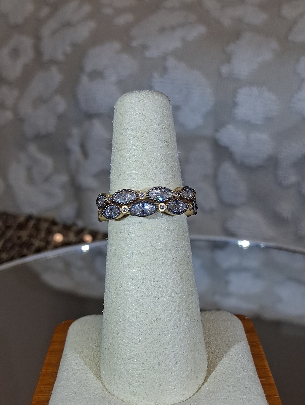 Sterling Silver, Black Rhodium and 14kt. Matte Gold Plated Marquise Eternity Set